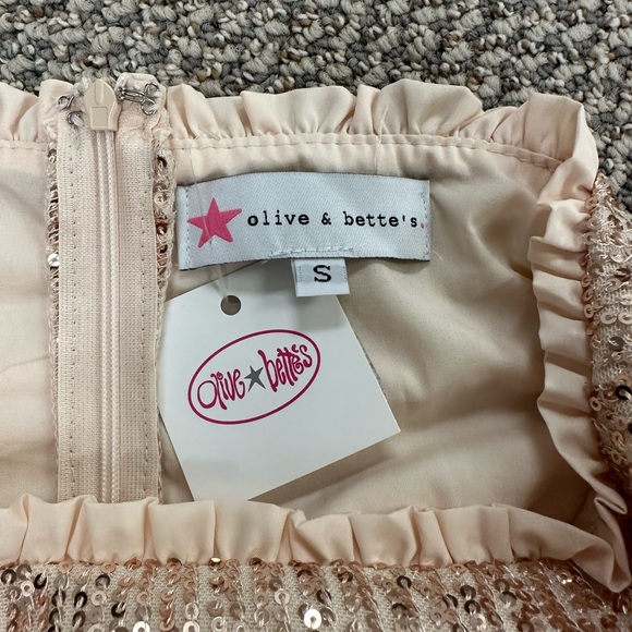 Olive & bette’s ruffle sequin skirt champagne color size small - Picture 4 of 5